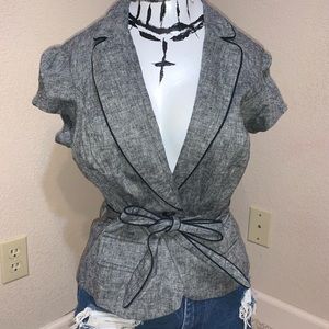 Gray collared peplum blazer short sleeve office